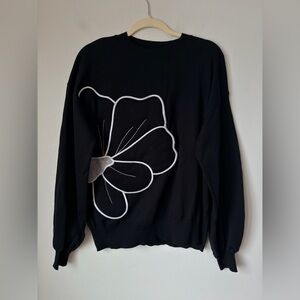 FARM RIO ANTHROPOLIGIE Black Sweater with Floral Design